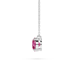 18K Gold Round Pink Diamond Solitaire Necklace - 1 Carat