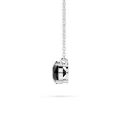 18K Gold Round Black Diamond Solitaire Necklace - 1 Carat