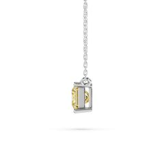 18K Gold Princess Cut Yellow Diamond Solitaire Necklace - 1 Carat