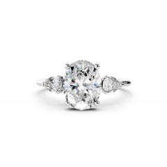 2 Carat Oval Diamond Engagement Ring WIth Pear Side Diamonds