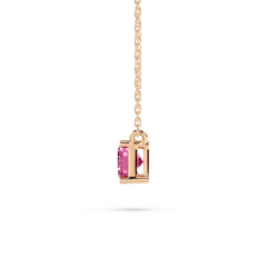 18K Gold Emerald Cut Pink Diamond Solitaire Necklace - 1 Carat