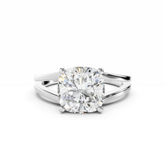 3 Carat Cushion Cut Diamond Engagement Ring V Band