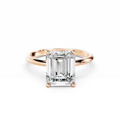 3 Carat Emerald Cut Diamond Engagement Ring 18K Rose Gold 