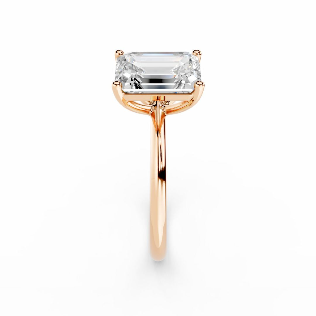 3 Carat Emerald Cut Diamond Engagement Ring Rose Gold Dubai