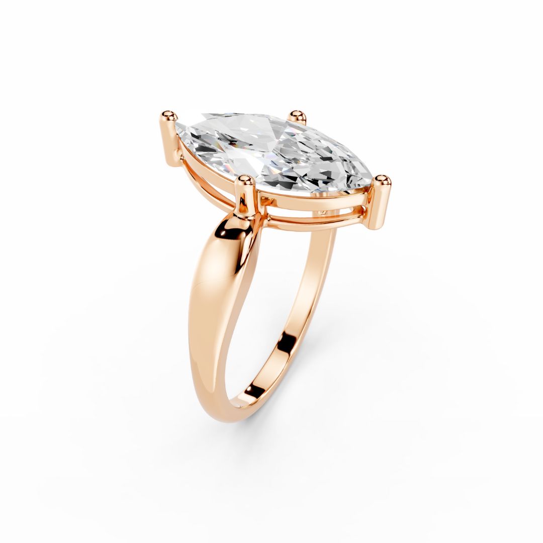 3 Carat Marquise Lab Grown  Diamond Engagement Ring 18K Rose Gold