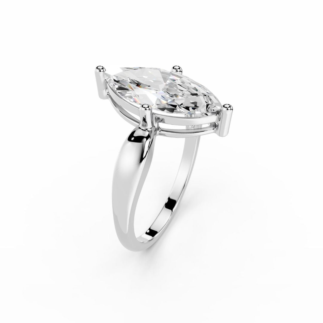 3 Carat Marquise Lab Grown  Diamond Engagement Ring 18K White Gold