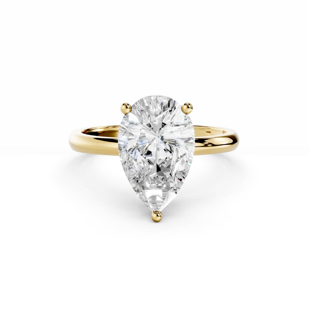 3 Carat Pear Diamond Engagement Ring 18K Gold