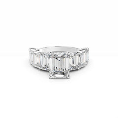 2 Carat Emerald Cut Diamond Engagement Ring With Emerald Diamond Band