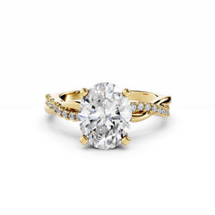 2 Carat Oval Diamond Engagement Ring With Intertwined Diamond Band