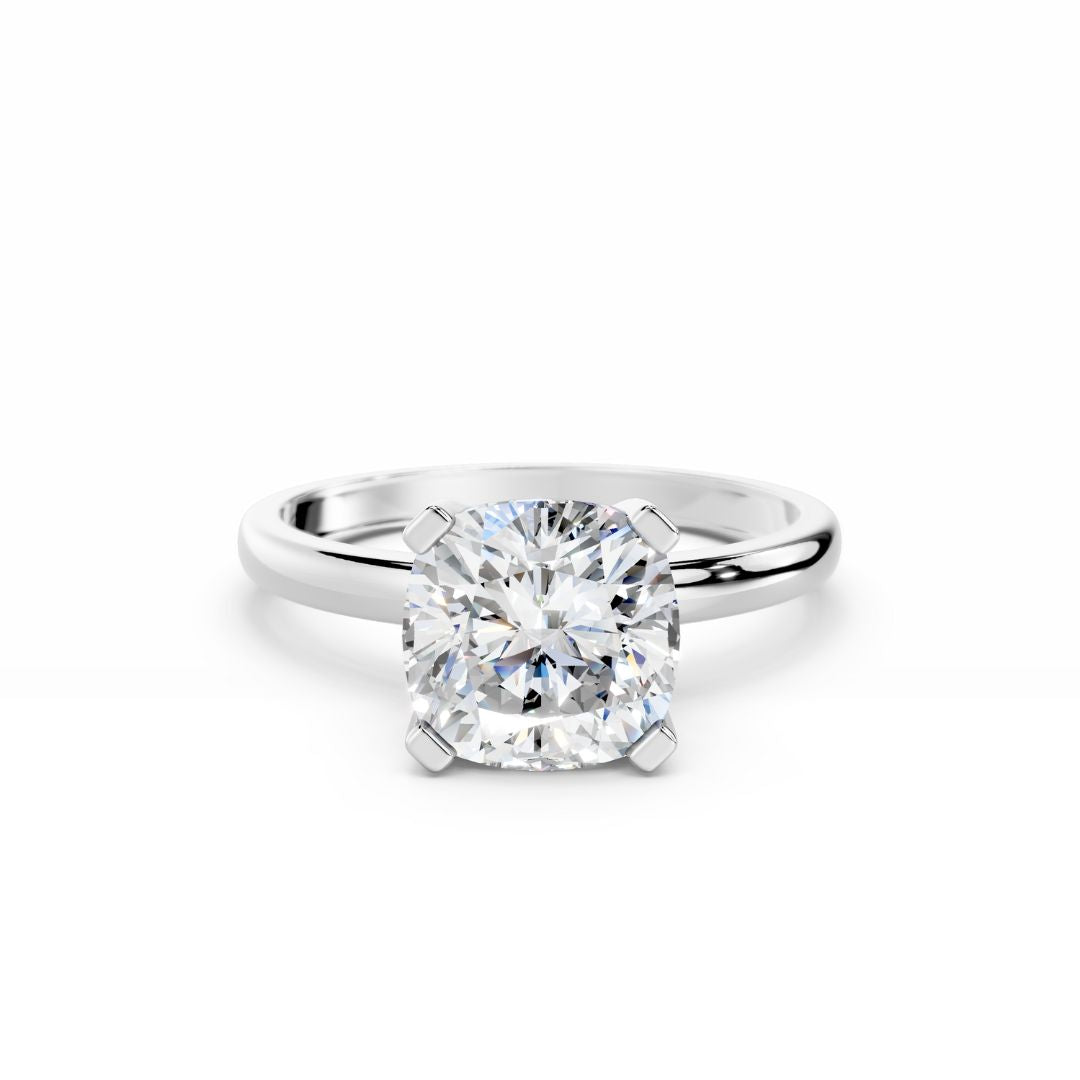 3 carat Cushion Diamond Engagement Ring 18K White Gold