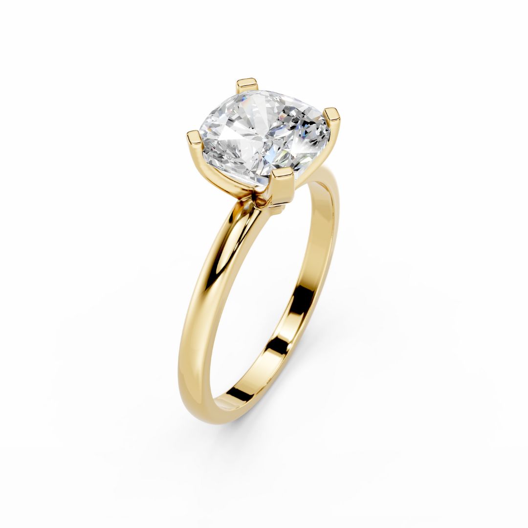 3 carat Cushion Lab Grown Diamond Engagement Ring 18K Gold