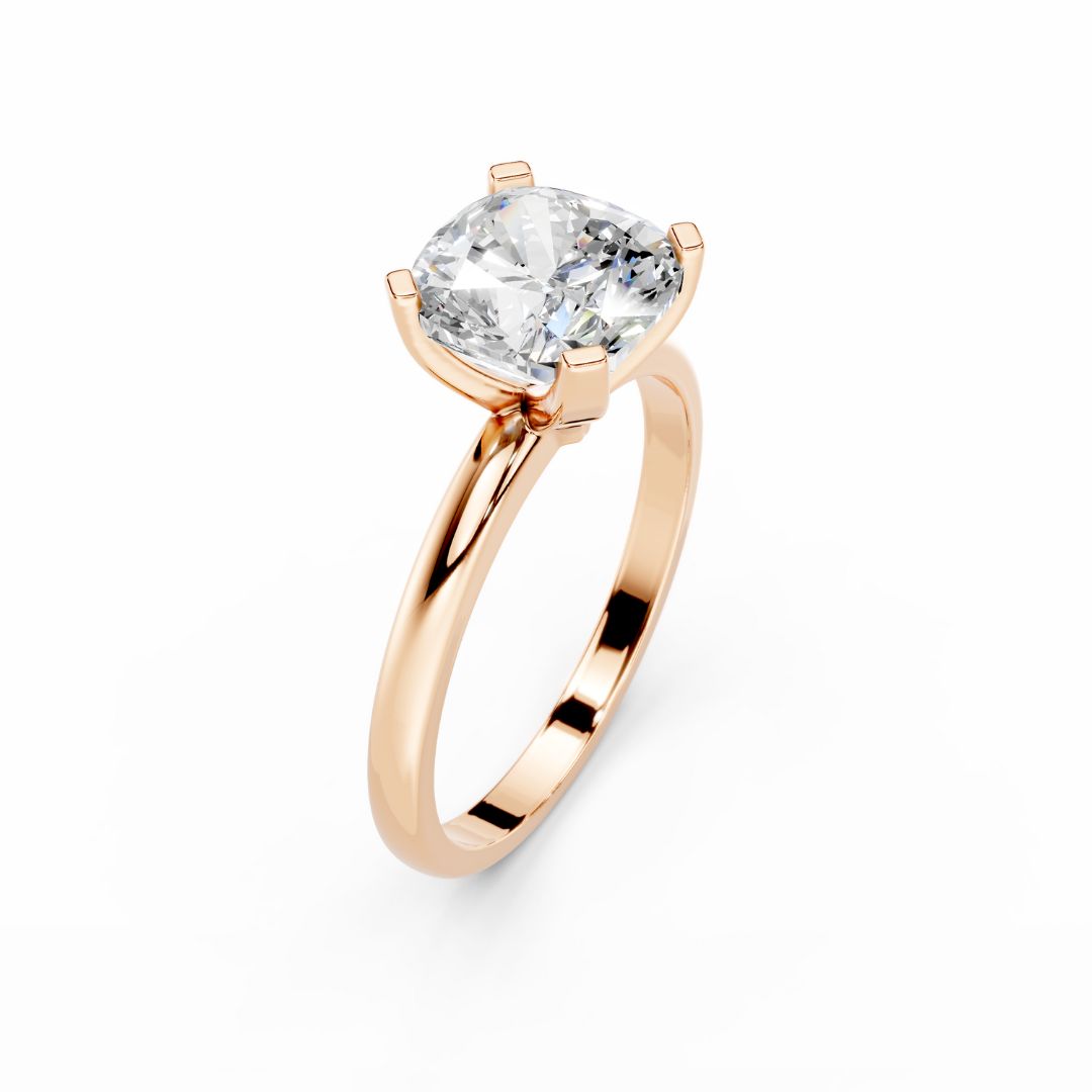 3 carat Cushion Lab Grown Diamond Engagement Ring 18K Rose Gold