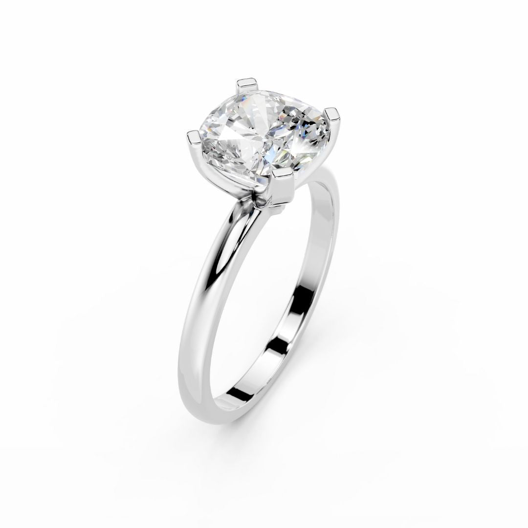 3 carat Cushion Lab Grown Diamond Engagement Ring 18K White Gold
