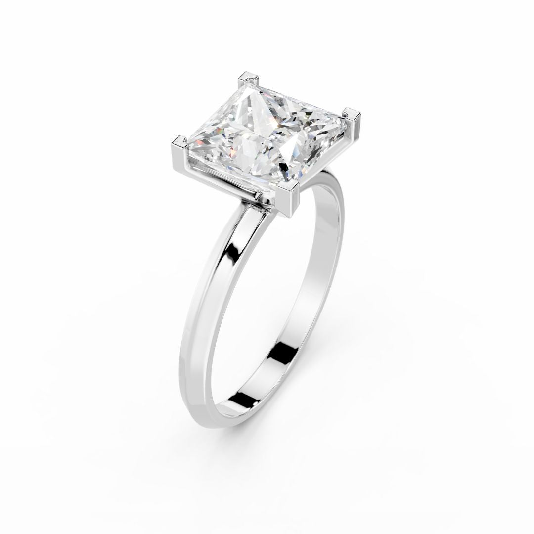 3 carat Princess Cut lab Grown Diamond Engagement Ring 18K White Gold 