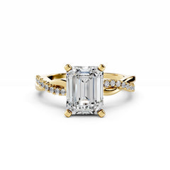 2 Carat Diamond Emerald Cut Engagement Ring with Spiral Band