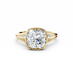 3 Carat Cushion Cut Diamond Engagement Ring Bezel Setting