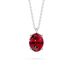 18K Gold Oval Cut Ruby Solitaire Necklace - 1 Carat