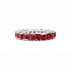 Princess Cut Ruby Eternity Ring - Round Ruby 3MM -