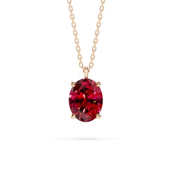 18K Gold Oval Cut Ruby Solitaire Necklace - 1 Carat