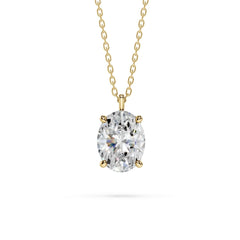 18K Gold Oval Cut Diamond Solitaire Necklace - 1 Carat