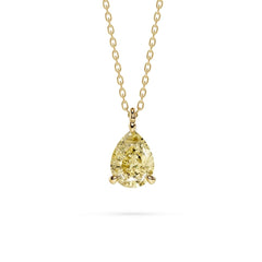 18K Gold Pear Cut Yellow Diamond Solitaire Necklace - 1 Carat