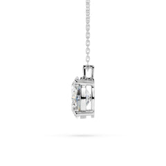18K Gold Oval Cut Diamond Solitaire Necklace - 1 Carat