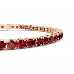18K Gold Ruby Tennis Bracelet - 3MM Diamonds - 5 Carat