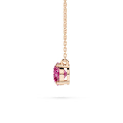 18K Gold Round Pink Diamond Solitaire Necklace - 1 Carat