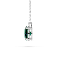 18K Gold Oval Cut Emerald Solitaire Necklace - 1 Carat