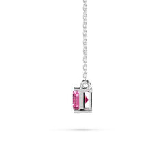18K Gold Emerald Cut Pink Diamond Solitaire Necklace - 1 Carat