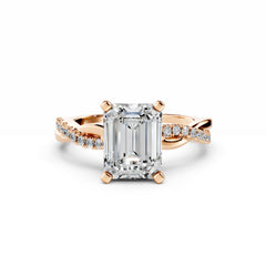 2 Carat Diamond Emerald Cut Engagement Ring with Spiral Band