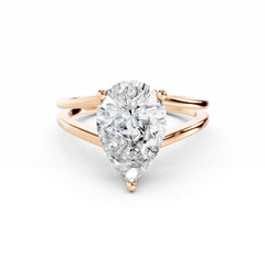 3 Carat Pear Cut Diamond Engagement Ring With V Band