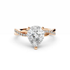 2 Carat Diamond Pear Engagement Ring With Spiral Band