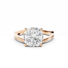 3 Carat Cushion Cut Diamond Engagement Ring V Band