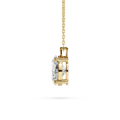 18K Gold Oval Cut Diamond Solitaire Necklace - 1 Carat