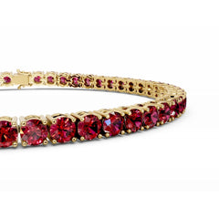 18K Gold Ruby Tennis Bracelet - 3MM Diamonds - 5 Carat