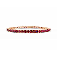 18K Gold Ruby Tennis Bracelet - 3MM Diamonds - 5 Carat