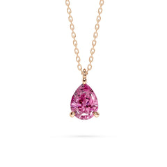 18K Gold Pear Cut Pink Diamond Solitaire Necklace - 1 Carat