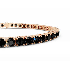 18K Gold Black Diamond Tennis Bracelet - 3MM Diamonds - 5 Carat