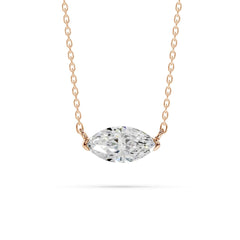 18K Gold Marquise Diamond Solitaire Necklace - 1 Carat