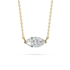 18K Gold Marquise Diamond Solitaire Necklace - 1 Carat