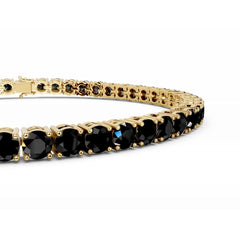 18K Gold Black Diamond Tennis Bracelet - 3MM Diamonds - 5 Carat