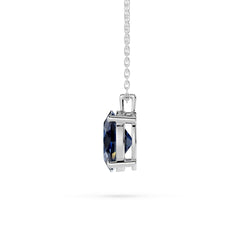 18K Gold Oval Blue Sapphire Solitaire Necklace - 1 Carat