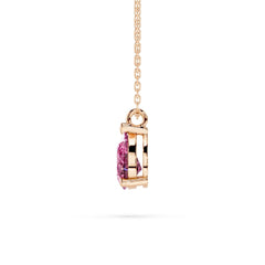 18K Gold Pear Cut Pink Diamond Solitaire Necklace - 1 Carat