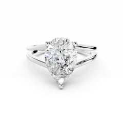 3 Carat Pear Cut Diamond Engagement Ring With V Band