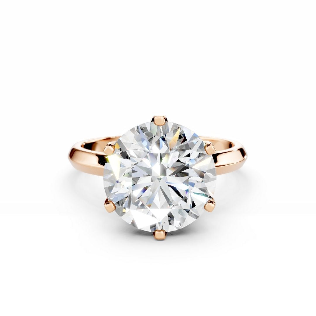 5 carat Round Diamond Engagement Ring 18K Rose Gold