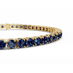 18K Gold Blue Sapphire Tennis Bracelet - 3MM Diamonds - 5 Carat