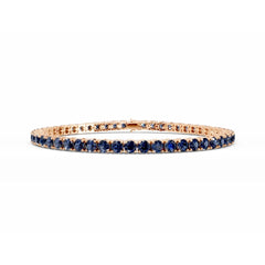 18K Gold Blue Sapphire Tennis Bracelet - 3MM Diamonds - 5 Carat
