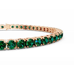 18K Gold Emerald Tennis Bracelet - 3MM Diamonds - 5 Carat