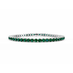 18K Gold Emerald Tennis Bracelet - 3MM Diamonds - 5 Carat